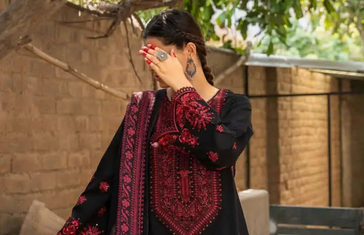 3 Piece Unstitched Embroidered Dhanak Suit with Embroidered Dhanak Shawl | Vol 2