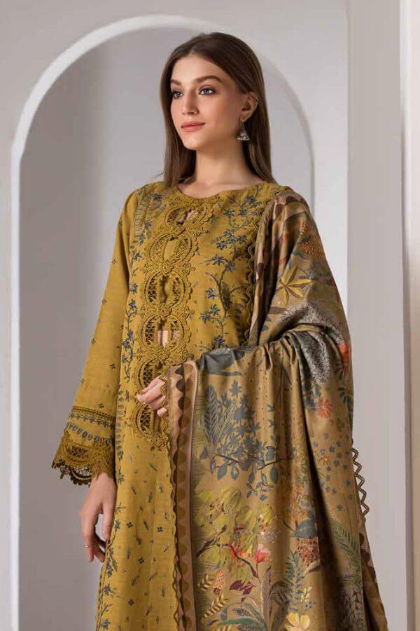 3 Piece Unstitched Embroidered Dhanak Suit | Vol 1